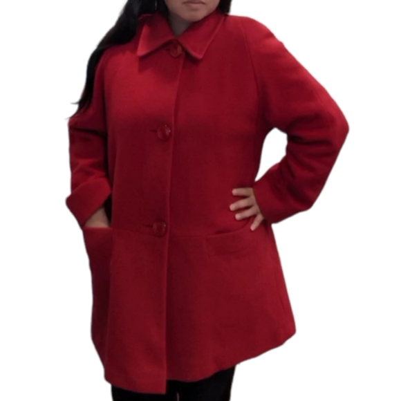 EUC Scarlet Red Wool Cashmere Winter Peacoat Mallia Melanie Lyne size 6 - Picture 3 of 14